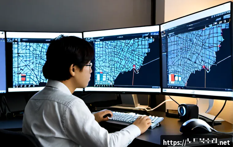 서교동 STATUS_FLOAT_UNDERFLOW - Photorealistic software engineering workstation in a compact Hongdae-area studio, dual monitors show...