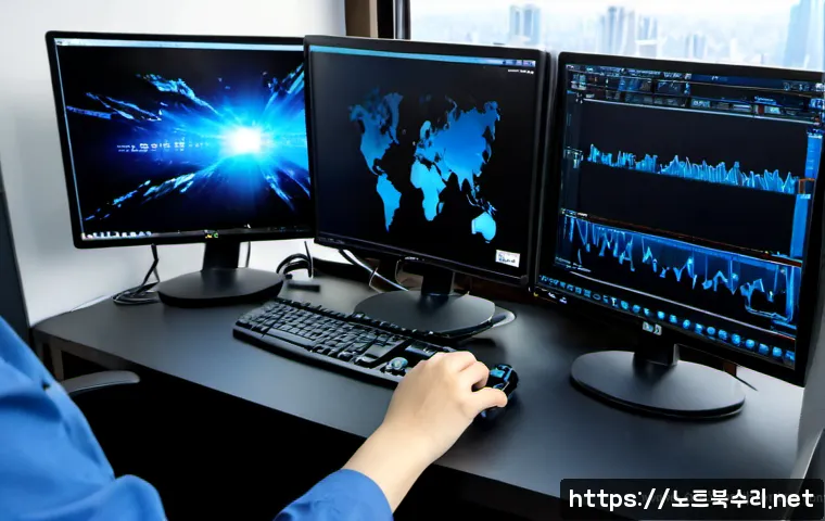 천현동 KERNEL_MODE_HEAP_CORRUPTION - Photorealistic remote IT support workstation in a compact Cheonhyeon-dong apartment office, dual mon...