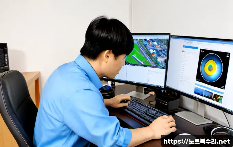 송파구 HDD조립 및 교체수리 - Photorealistic PC repair workstation in a modern Songpa-gu apartment office, technician installing a