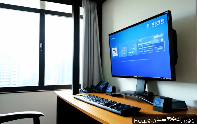일산서구 블루스크린 - Photorealistic remote IT support scene in a bright Ilsanseo-gu apartment home office, desktop monito...