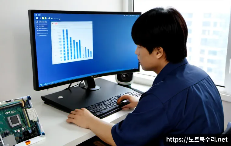 송죽동 STATUS_KERNEL_MODULE_FAILURE - Photorealistic IT support workstation in a quiet Songjuk-dong apartment office, desktop monitor show...