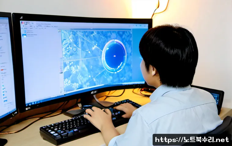 하상동 INVALID_KERNEL_HANDLE - Photorealistic remote-support workstation in a compact Korean apartment office, dual monitors showin...