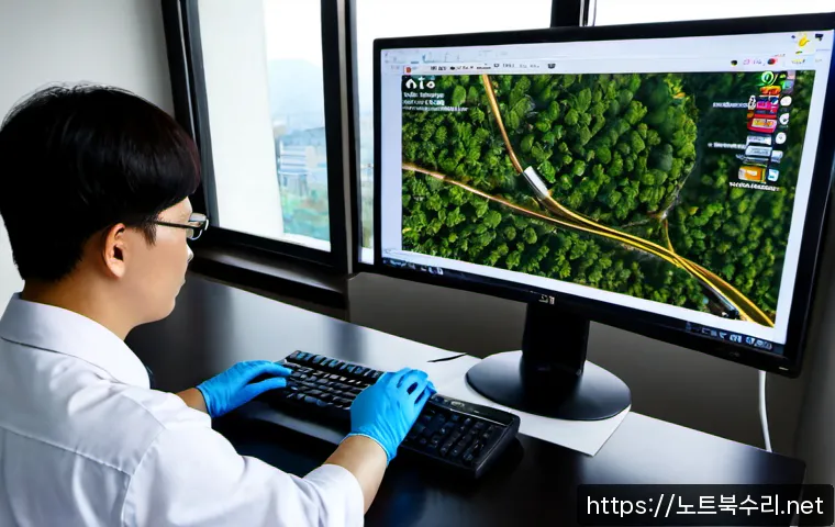 창천동 악성코드 바이러스 - Photorealistic remote malware-removal workstation in a compact Changcheon-dong apartment office, dua...