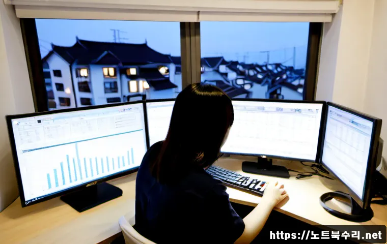 미아리 STATUS_FLOAT_DIVIDE_BY_ZERO - Photorealistic remote-support workstation in a compact Mia-ri neighborhood office, dual monitors sho...