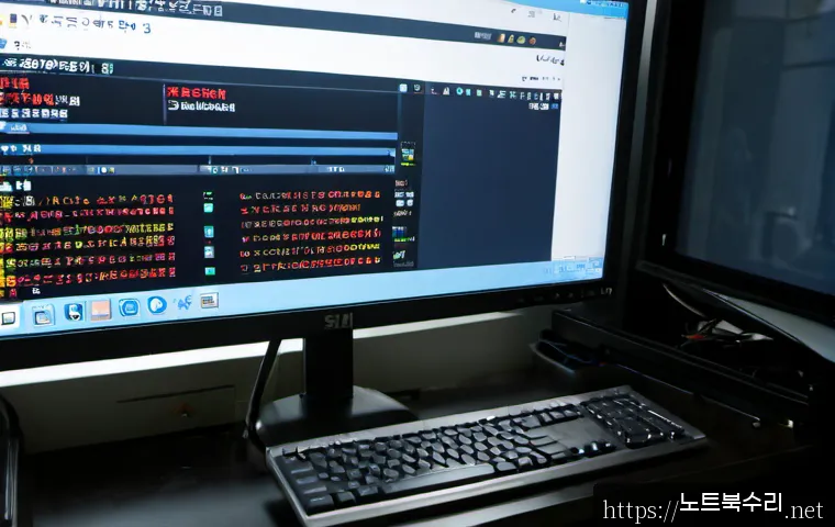 청천동 a disk read error occurred - Photorealistic IT support workstation in a compact Cheongcheon-dong engineering office, desktop comp...