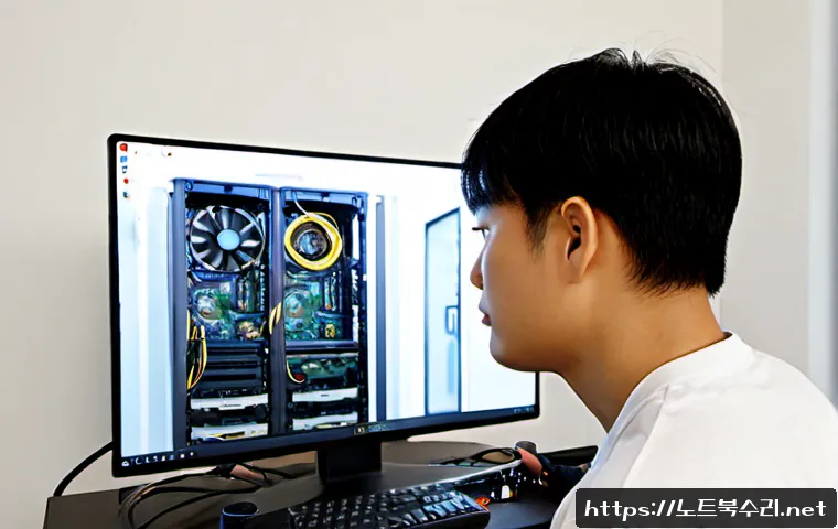 성석동 팬돌다 멈춤 - Photorealistic remote-support workstation in a quiet Seongseok-dong apartment, desktop tower with it...