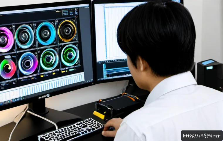 운학동 HARDWARE_FAILURE - Photorealistic desktop support scene in a compact Unhak-dong office, technician diagnosing a silent ...