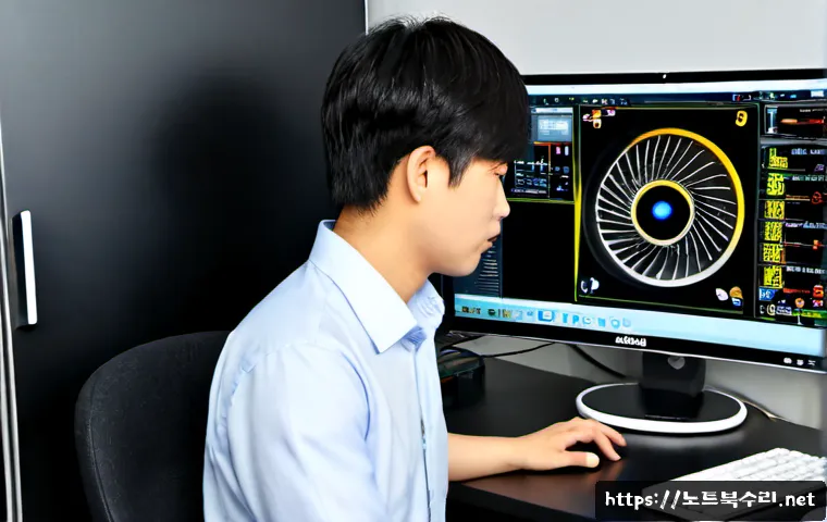 범계동 팬돌다 멈춤 - Photorealistic IT support workstation in a compact Beomgye-dong office, desktop tower opened beside ...