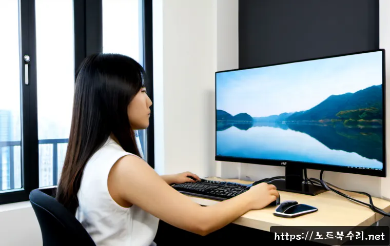 시흥동 모니터화면 안나옴 - Photorealistic remote-support workstation in a compact Siheung-dong apartment office, dual monitors ...