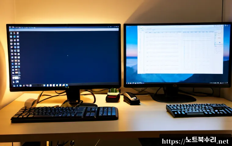군자동 PROCESS_HAS_LOCKED_PAGES - Photorealistic remote-support workstation in a compact Gunja-dong apartment office, dual monitors sh...