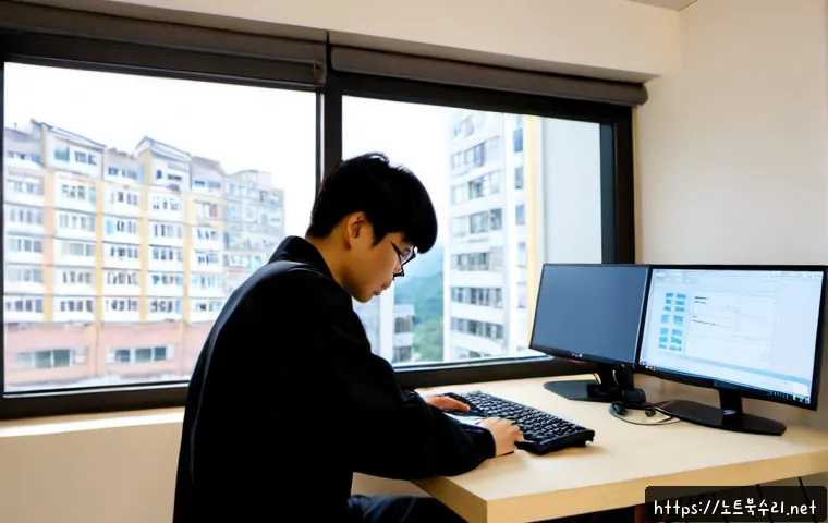 행당동 출장방문윈도우 windows 설치 - Photorealistic on-site Windows installation service in a compact Haengdang-dong apartment home offic...
