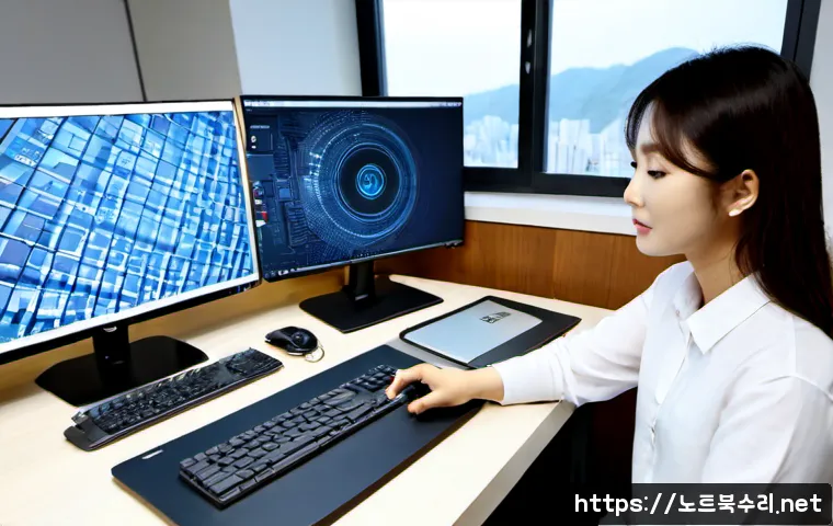 장록동 STATUS_DISK_READ_FAILURE - Photorealistic IT support workstation in a compact Jangrok-dong office, desktop tower opened beside ...