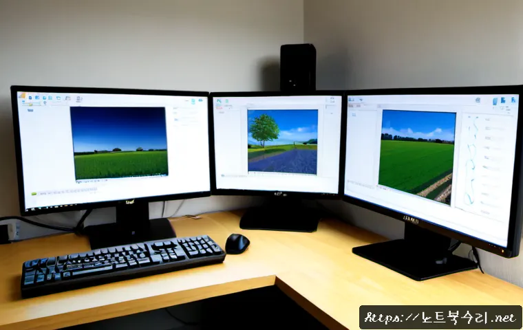 개화동 STATUS_INVALID_SESSION - Photorealistic remote-support workstation in a quiet low-rise district near riverside farmland, dual...