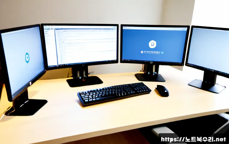 백현동 STATUS_NETWORK_ACCESS_DENIED - Photorealistic remote-support workstation in Baekhyeon-dong, Pangyo, dual monitors showing a clean u...
