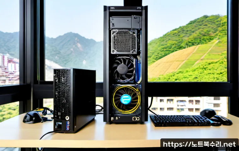 삼선동 파워조립 및 교체수리 - Photorealistic desktop PC power supply replacement on a clean workstation in Samseon-dong, open towe...