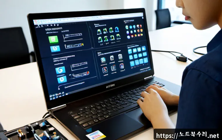 창곡동 부트캠프설치 - Photorealistic IT workstation in a modern apartment office, technician configuring a dual-boot lapto...