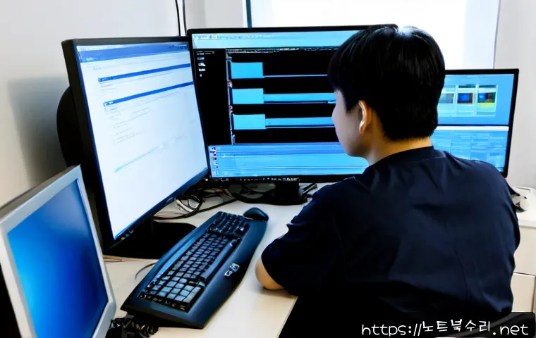 궁정동 PFN_LIST_CORRUPT - Photorealistic remote-support workstation in a quiet central Seoul office near an old palace distric...