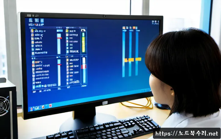 원문동 UNMOUNTABLE_BOOT_VOLUME - Photorealistic IT support workstation in a modern office near a quiet Korean residential district, d...