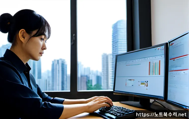 산본동 STATUS_KERNEL_PERMISSION_DENIED - Photorealistic remote IT support workstation in a modern Sanbon-dong apartment office, dual monitors...