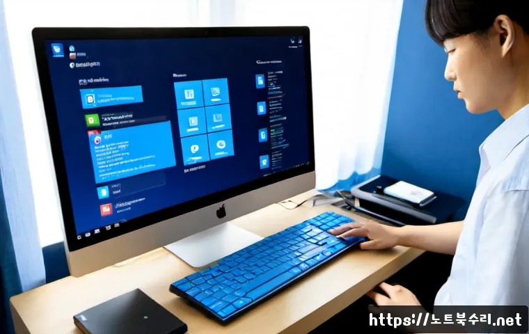 공세동 윈도우10 windows10 재설치 포맷  초기화 - Photorealistic remote IT support scene in a bright Gongsedong apartment home office, technician rein...