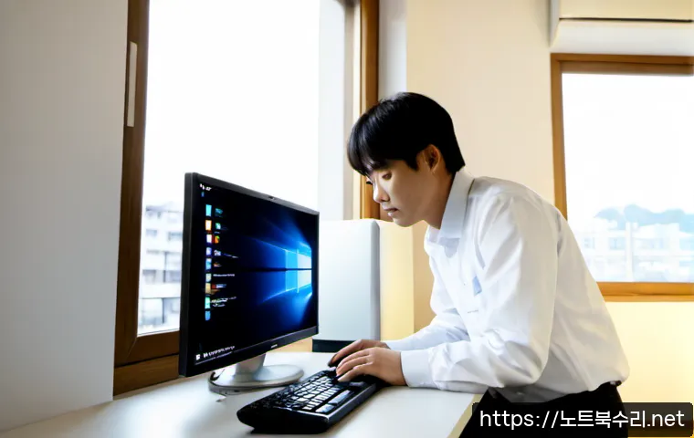 현암동 출장방문윈도우 windows 설치 - Photorealistic remote-support technician installing a fresh operating system on a sleek desktop work...