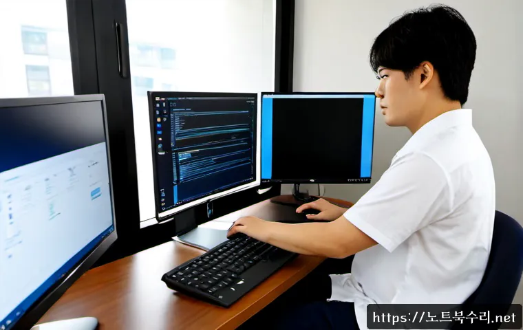 대곡동 윈도우11 windows11 재설치 포맷  초기화 - Photorealistic IT support workstation in a quiet Daegok-dong apartment office, technician reinstalli...