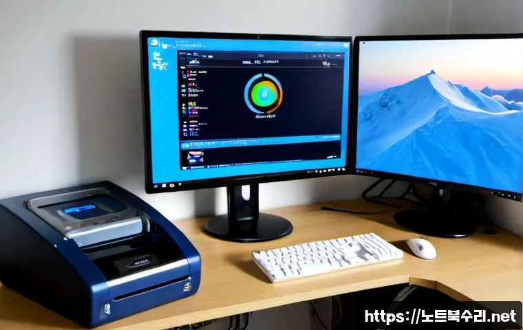 유천동 KMODE_EXCEPTION_NOT_HANDLED - Photorealistic remote-support workstation in a compact Yucheon-dong apartment office, dual monitors ...