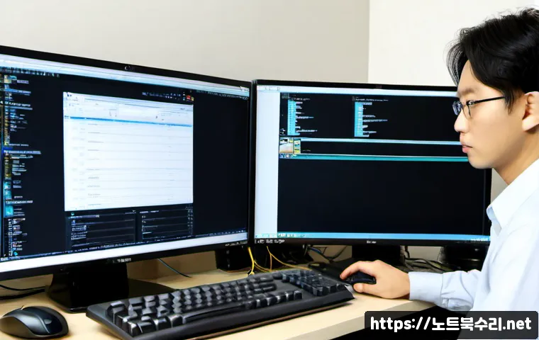 용산구 PFN_LIST_CORRUPT - Photorealistic IT support workstation in Yongsan, Seoul, ultrawide monitor showing a generic file-ma...