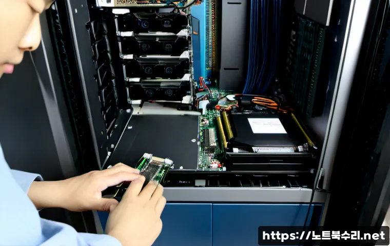 단대동 VGA조립 및 교체수리 - Photorealistic computer repair workstation in Dandae-dong, technician carefully installing a powerfu...