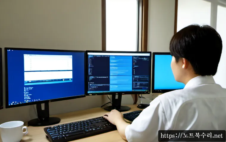 오산동 프리도스 윈도우설치 - Photorealistic computer support workstation in Osan-dong, a technician installing an operating syste...