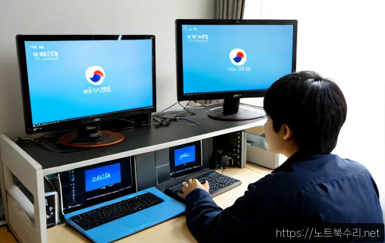 금릉동 KERNEL_SECURITY_CHECK_FAILURE - Photorealistic remote-support workstation in a quiet Geumneung-dong apartment office, dual monitors ...