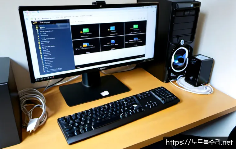 용종동 centos재설치 포맷  초기화 - Photorealistic remote IT support workstation in a compact apartment office, a desktop monitor showin...