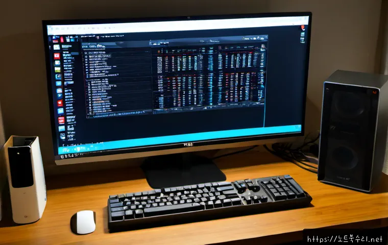 궁정동 부팅안됨 - Photorealistic desktop support workspace in a quiet Gungjeong-dong apartment, a modern all-in-one co...