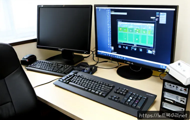 포곡읍 부팅안됨 - Photorealistic remote-support workstation in a quiet suburban Korean township, desktop tower open be...