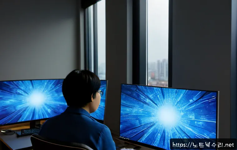 호매실동 VIDEO_DRIVER_INIT_FAILURE - Photorealistic home-office workstation in a modern high-rise apartment, dual monitors showing a froz...