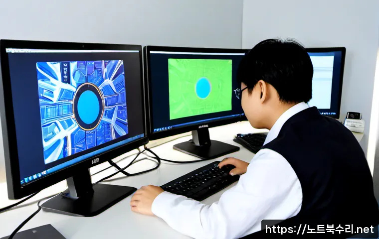 원천동 STATUS_ACCESS_VIOLATION - Photorealistic software support workstation in a modern Suwon tech office near Woncheon Reservoir, a...