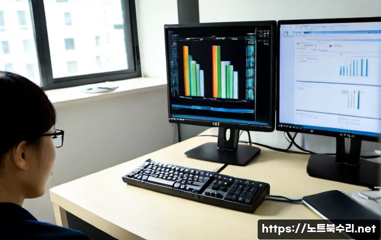 남가좌동 STATUS_MEMORY_ACCESS_DENIED - Photorealistic IT support workstation in a compact Namgajwa-dong apartment office, dual monitors sho...