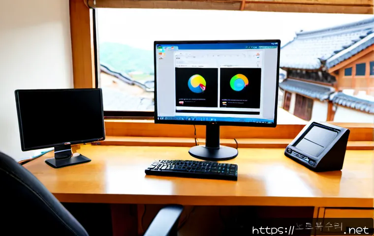 권농동 윈도우11 windows11 재설치 포맷  초기화 - Photorealistic remote-support workstation in a quiet Kwonong-dong home office, desktop monitor showi...