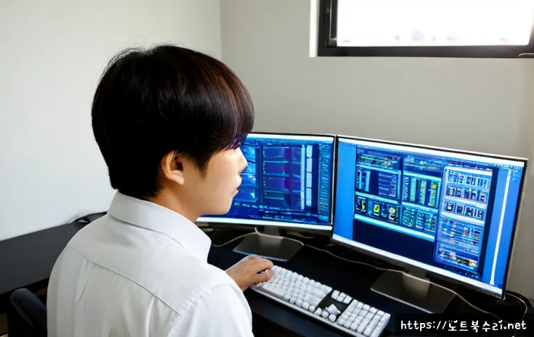 명일동 STATUS_KERNEL_MODULE_ACCESS_DENIED - Photorealistic IT technician troubleshooting a compact desktop workstation in a quiet Myeongil-dong ...