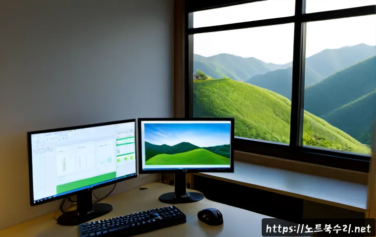 세곡동 STATUS_FLOAT_OVERFLOW - Photorealistic remote-support workstation in a Seokgok-dong apartment office, dual monitors showing ...