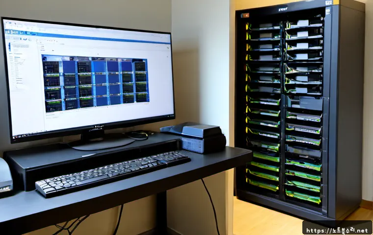화서동 파일서버출장방문수리점 - Photorealistic IT technician performing on-site file server repair in a compact Hwaseo-dong office, ...
