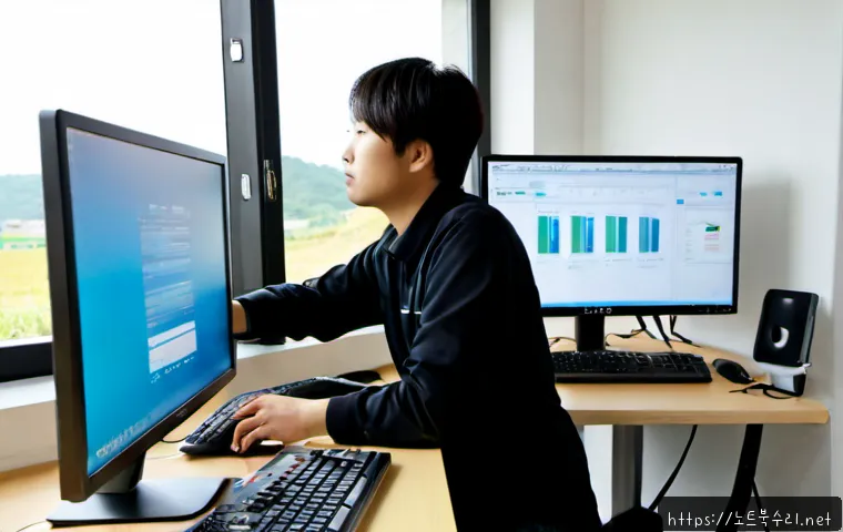 백석읍 부트캠프설치 - Photorealistic IT technician configuring a modern desktop workstation for a software bootcamp instal...