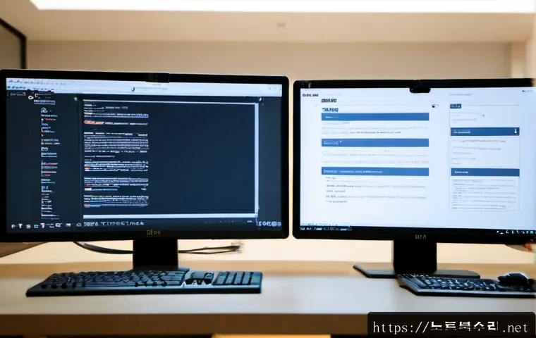 하봉암동 PROCESS_HAS_LOCKED_PAGES - Photorealistic remote-support workstation in a quiet apartment office near low wooded hills, dual mo...
