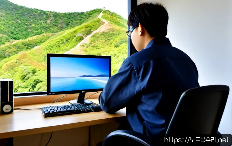 고현동 윈도우8 windows8 재설치 포맷  초기화 - Photorealistic computer repair workstation in a compact Gohyeon-dong apartment office, technician re...