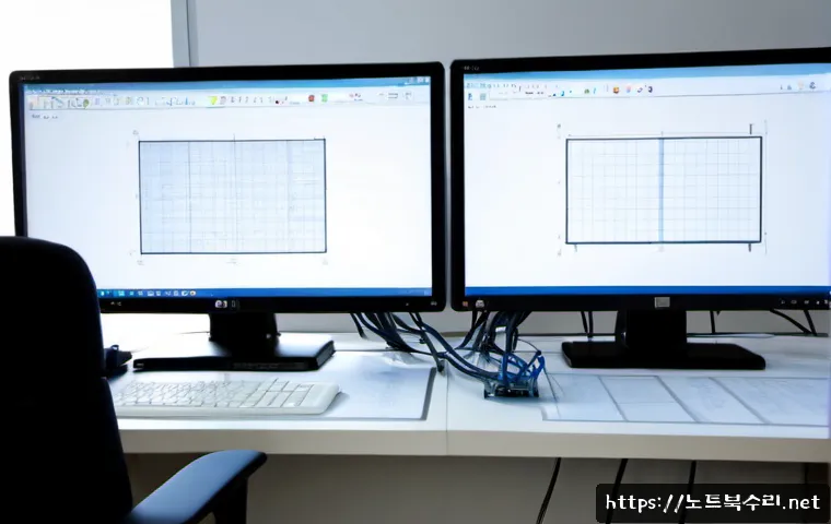 신문로 STATUS_ACCESS_VIOLATION - Photorealistic software support workstation in a quiet Sinmun-ro office, dual monitors showing a fro...