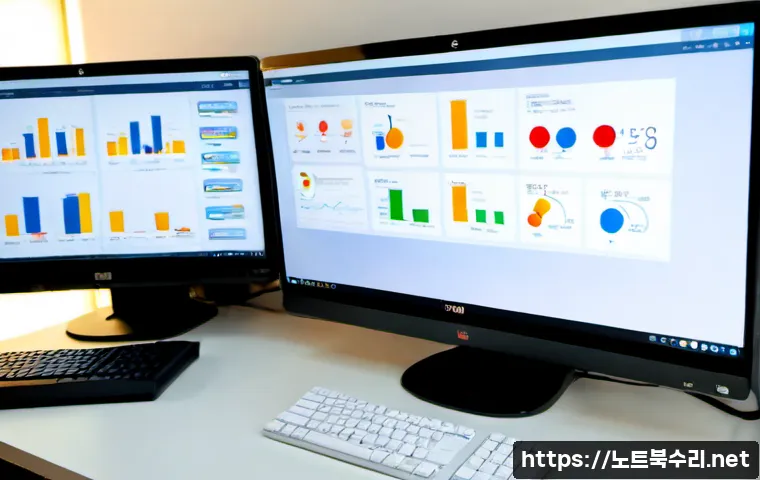 풍덕천 USER_MODE_HEALTH_MONITOR - Photorealistic IT support workstation in a modern Pungdeokcheon apartment home office, dual monitors...