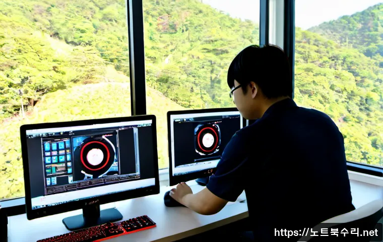 성복동 STATUS_KERNEL_BLOCKED - Photorealistic IT support workstation in a modern Seongbok-dong apartment home office, desktop monit...