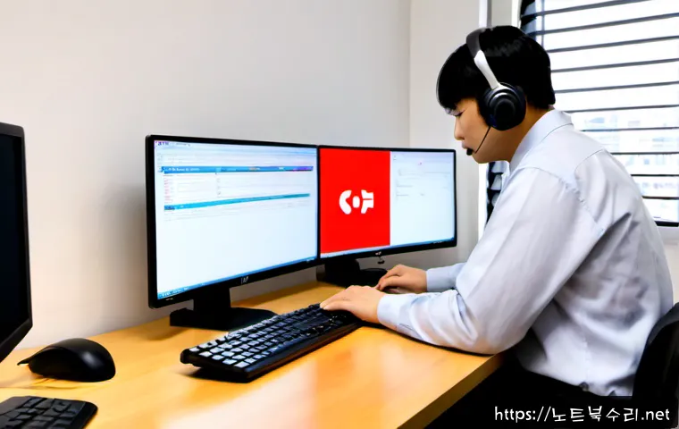 대조동 STATUS_INVALID_LOCK_SEQUENCE - Photorealistic IT support workstation in a compact modern office, dual monitors showing a brand-neut...