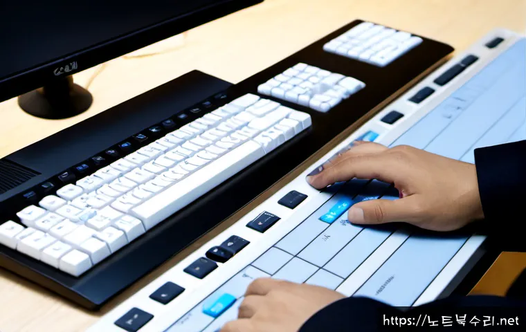 합정동 press  f4  key - Photorealistic close-up of a remote-support specialist pressing the fourth function key along the to...