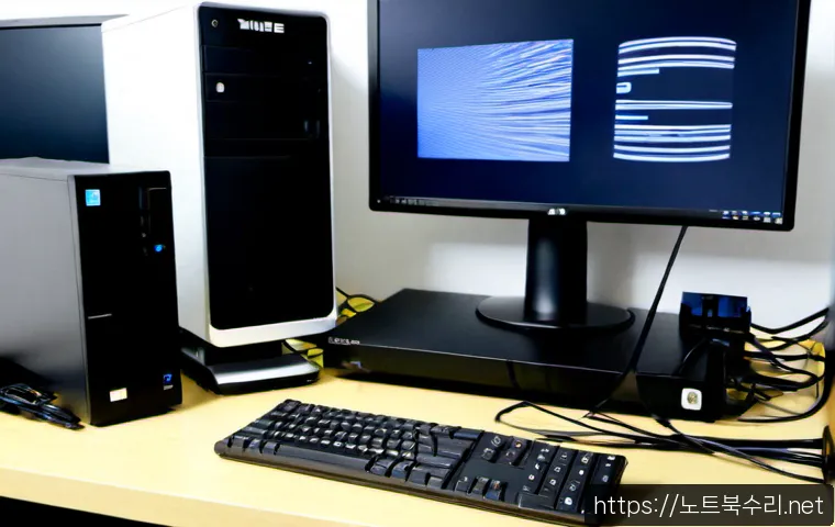 퇴계원 STATUS_KERNEL_BOOT_DRIVE_ERROR - Photorealistic IT support workstation in a compact Toegyewon apartment office, desktop tower open be...